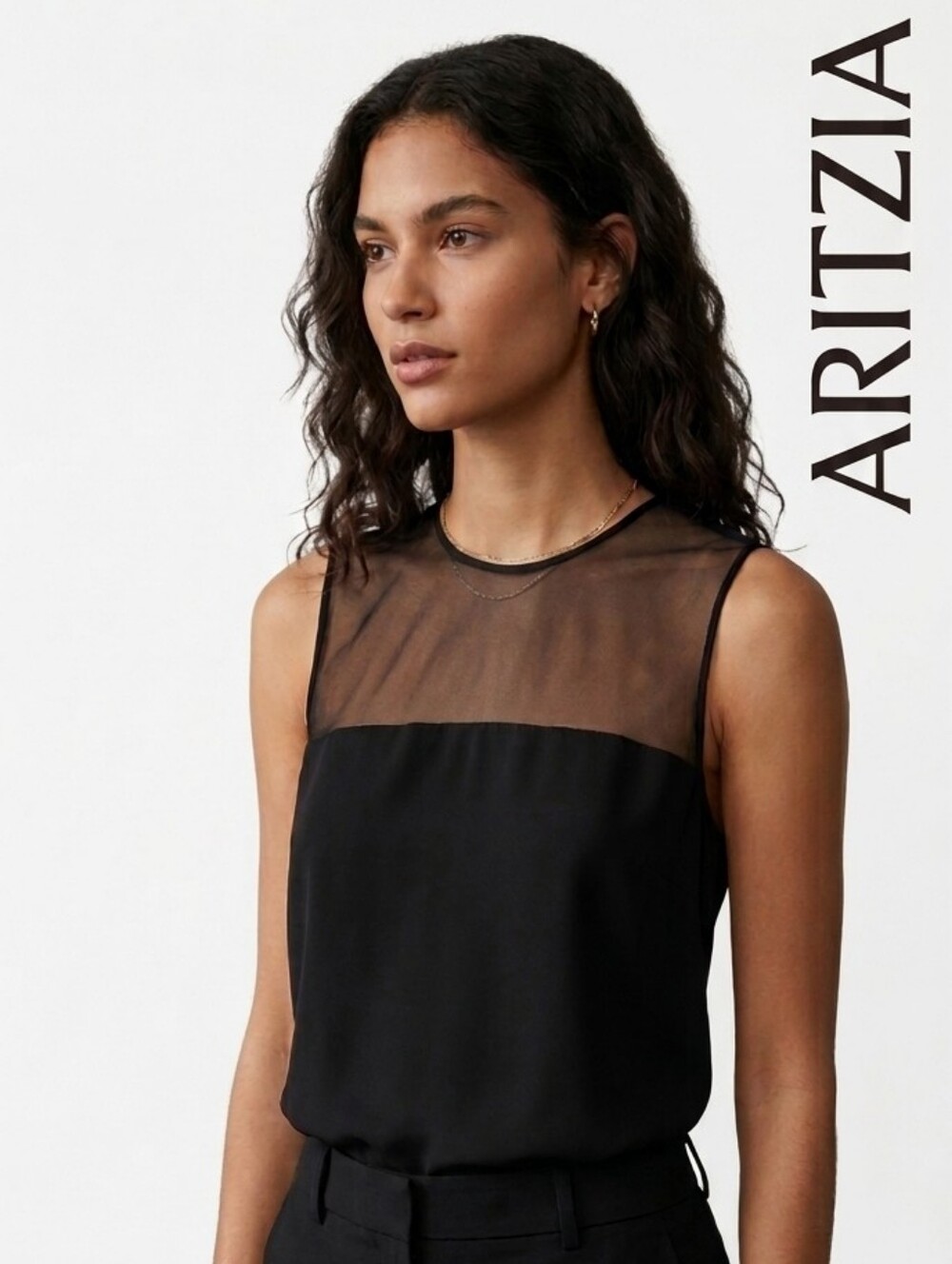 Aritzia Black Sheer Sleeveless Camisole
